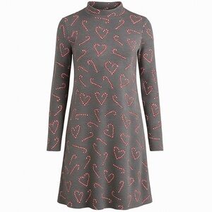 Christmas Holiday Party Fun Gray Dress Ugly Sweater Small Candy Canes Office